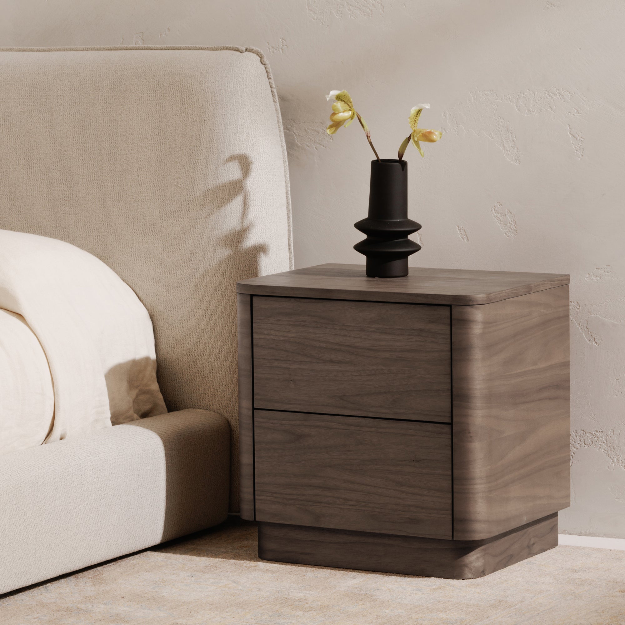 Moes Round Off Tall Nightstand Walnut Brown YR-1013-03