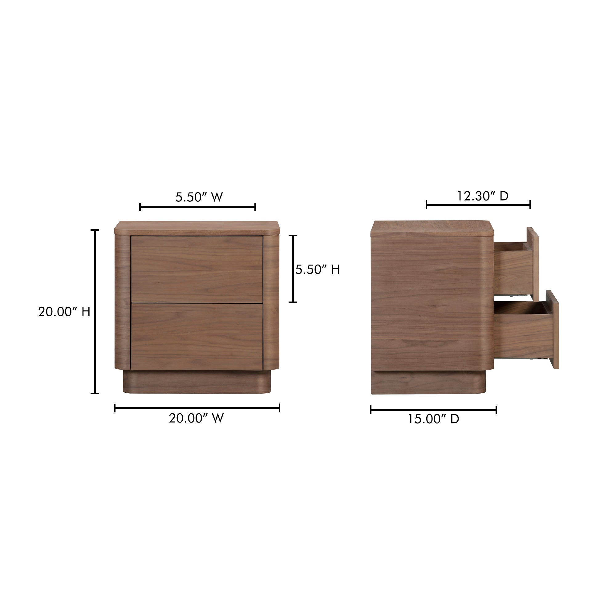 Moes Round Off Tall Nightstand Walnut Brown YR-1013-03