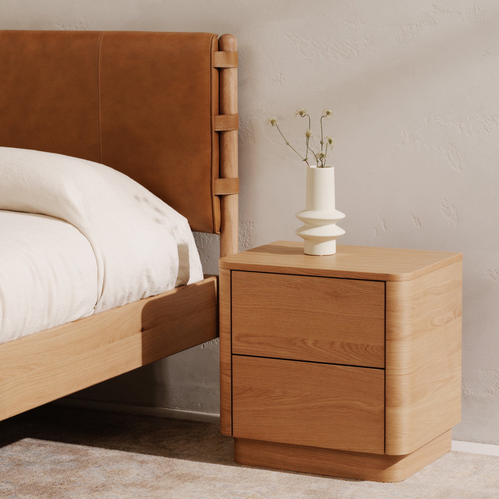 Moes Round Off Tall Nightstand Natural Oak YR-1013-24