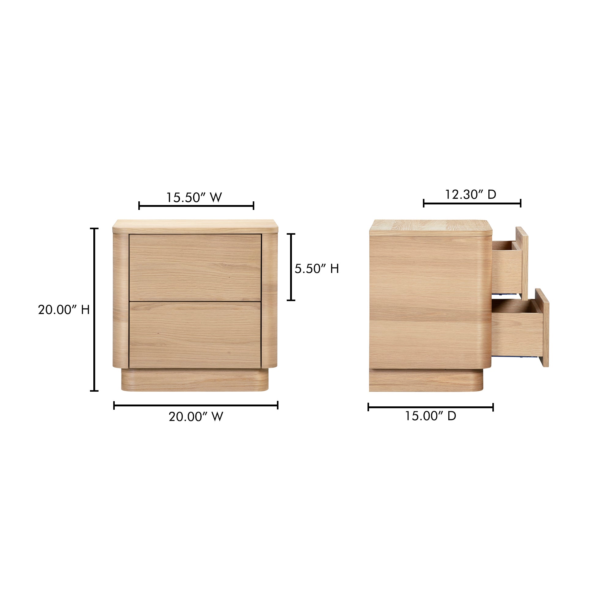 Moes Round Off Tall Nightstand Natural Oak YR-1013-24