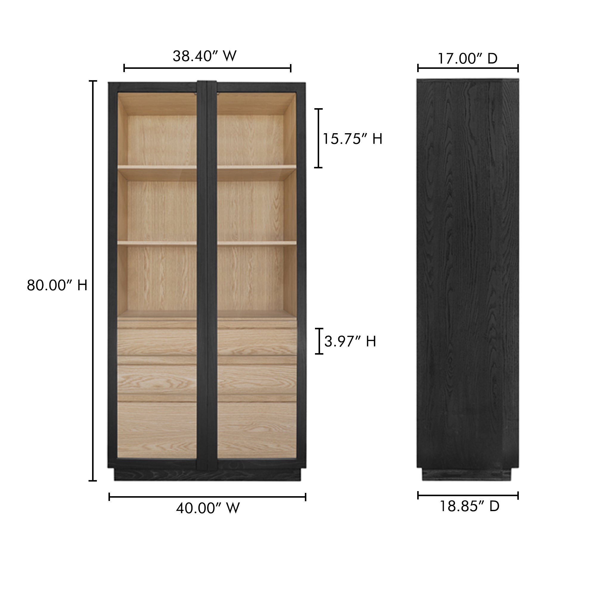 Moes Charlotte Tall Cabinet Black YR-1021-37