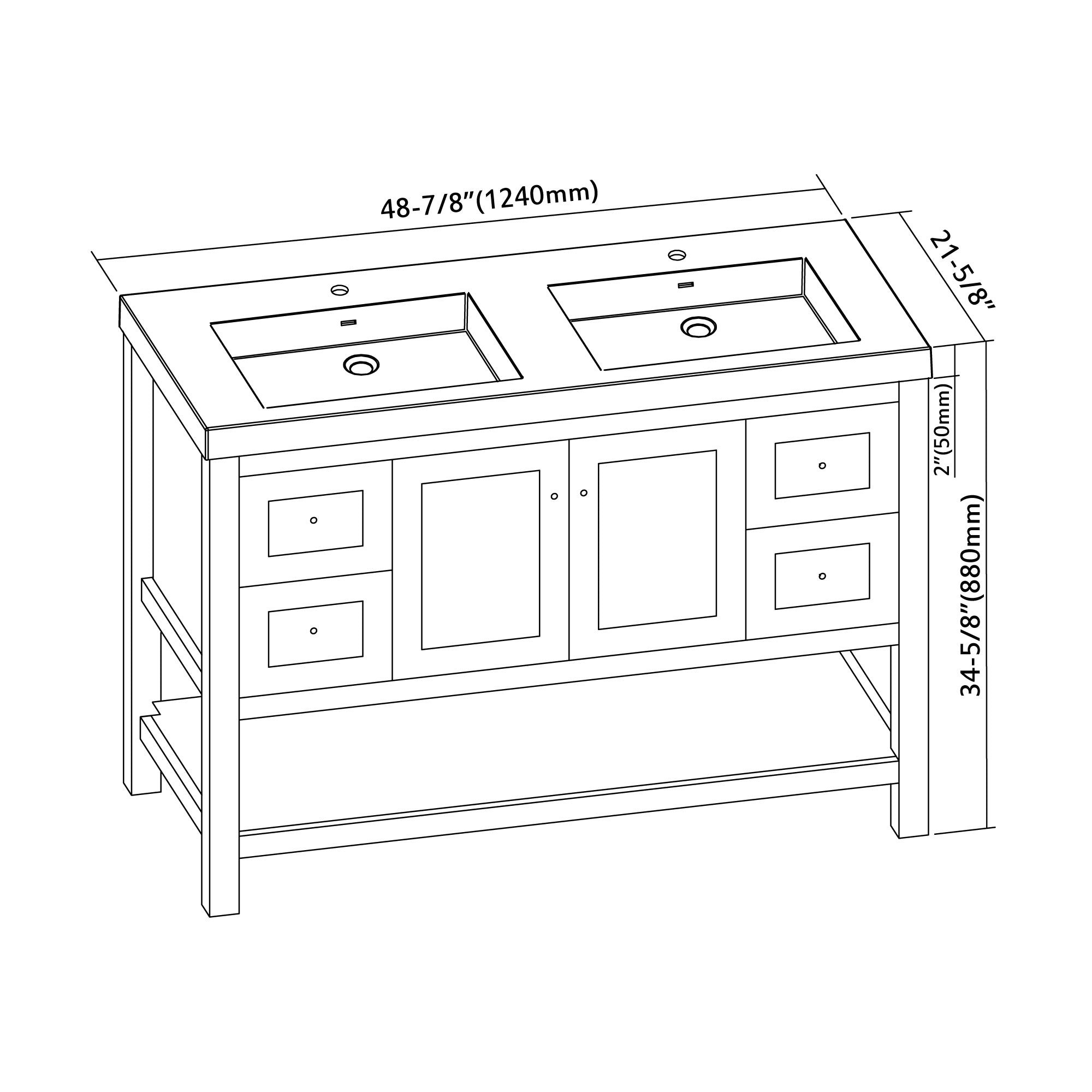 036 Series - 48 Inch Vanity - Double Sinks
