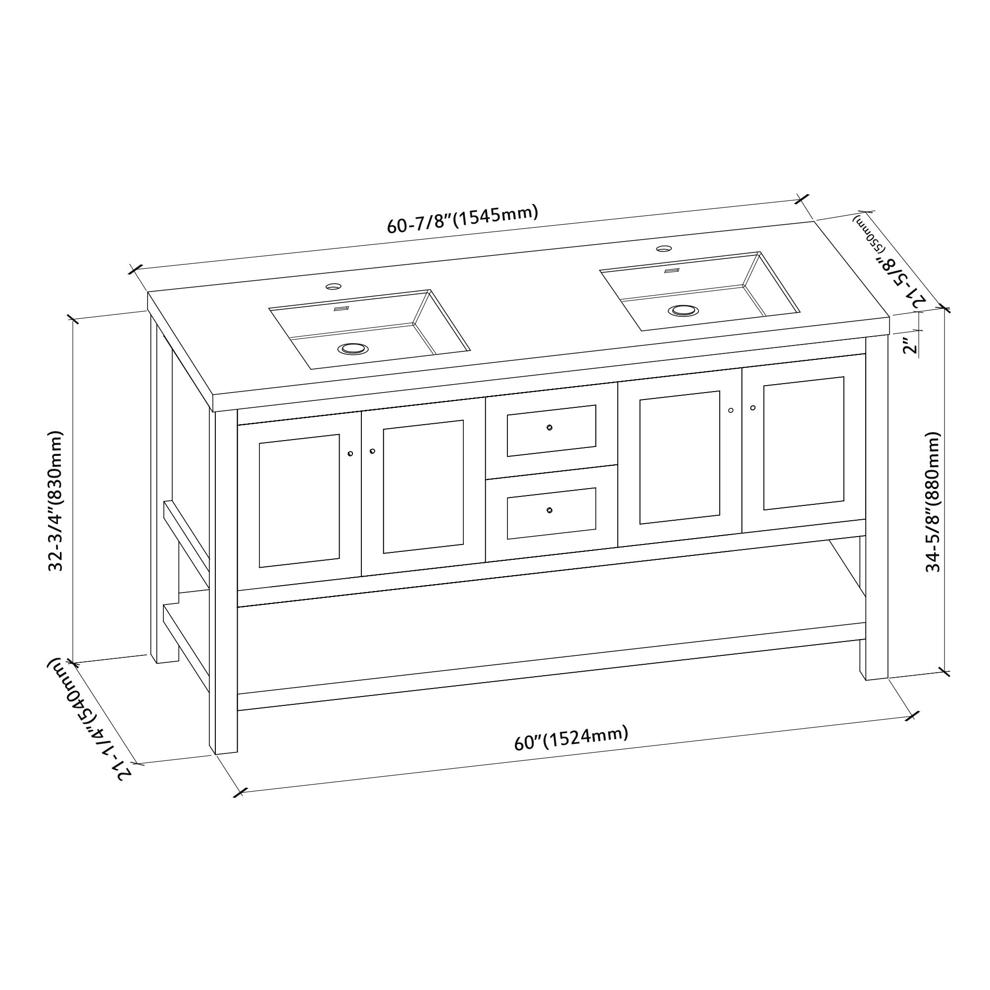 036 Series - 60 Inch Vanity
