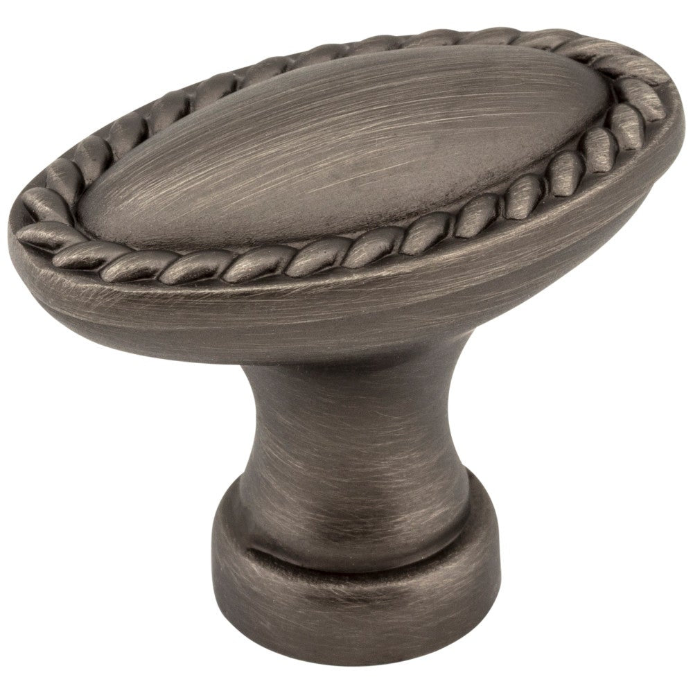 Hardware Resources 1-3/8" Overall Length Satin Nickel Oval Rope Detailed Lindos Cabinet Knob