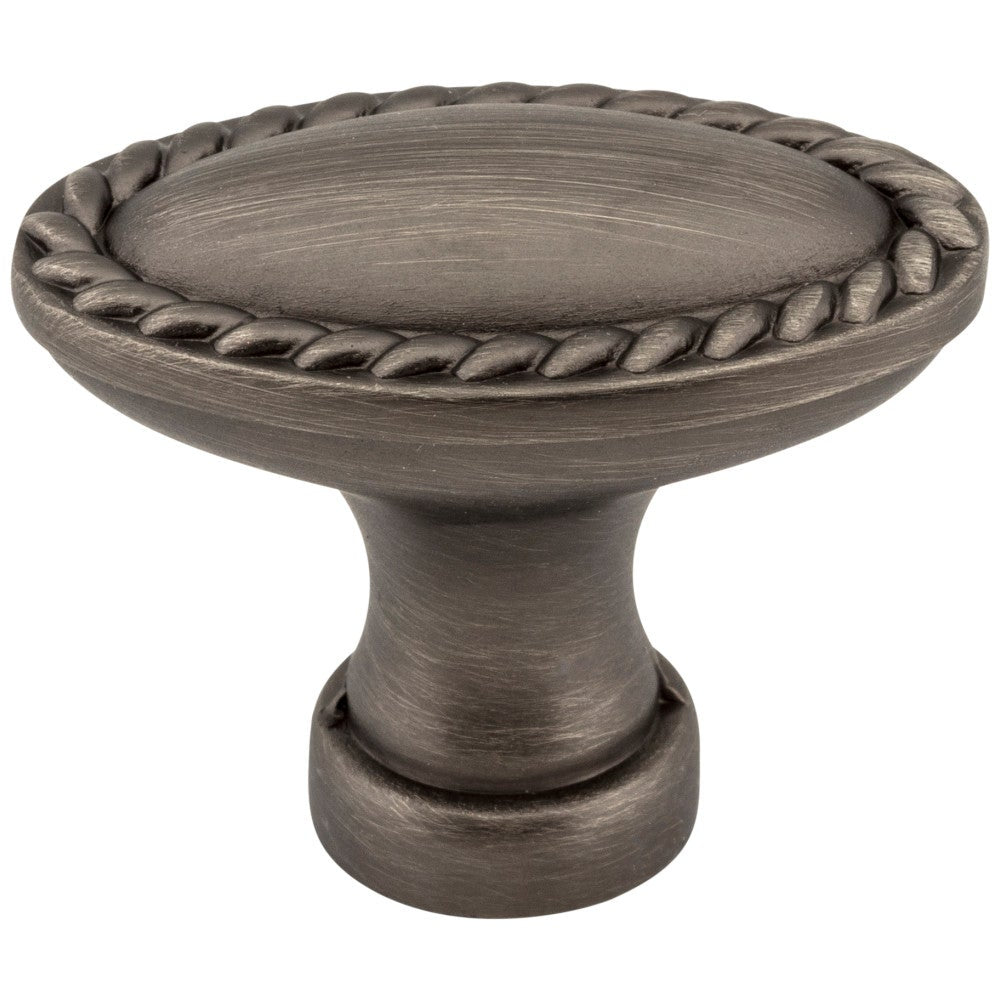 Hardware Resources 1-3/8" Overall Length Satin Nickel Oval Rope Detailed Lindos Cabinet Knob