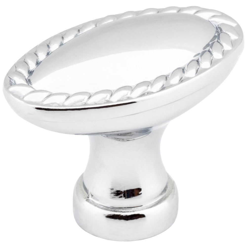 Hardware Resources 1-3/8" Overall Length Satin Nickel Oval Rope Detailed Lindos Cabinet Knob