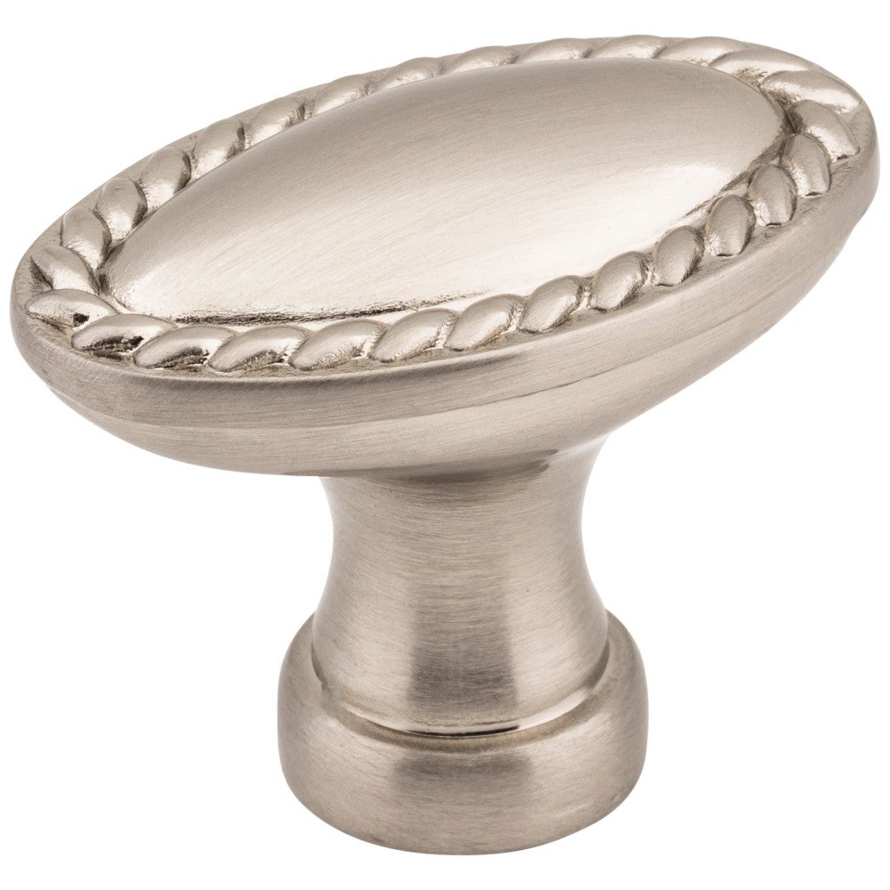 Hardware Resources 1-3/8" Overall Length Satin Nickel Oval Rope Detailed Lindos Cabinet Knob