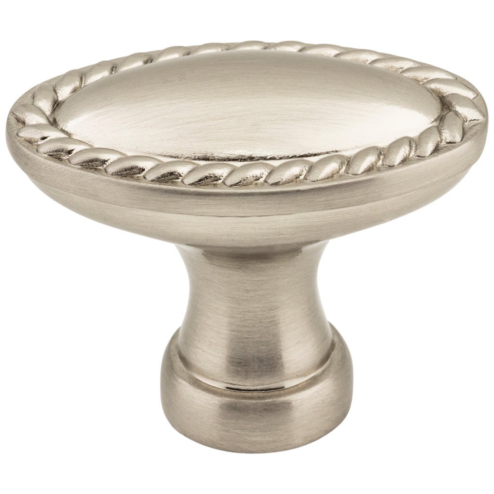 Hardware Resources 1-3/8" Overall Length Satin Nickel Oval Rope Detailed Lindos Cabinet Knob