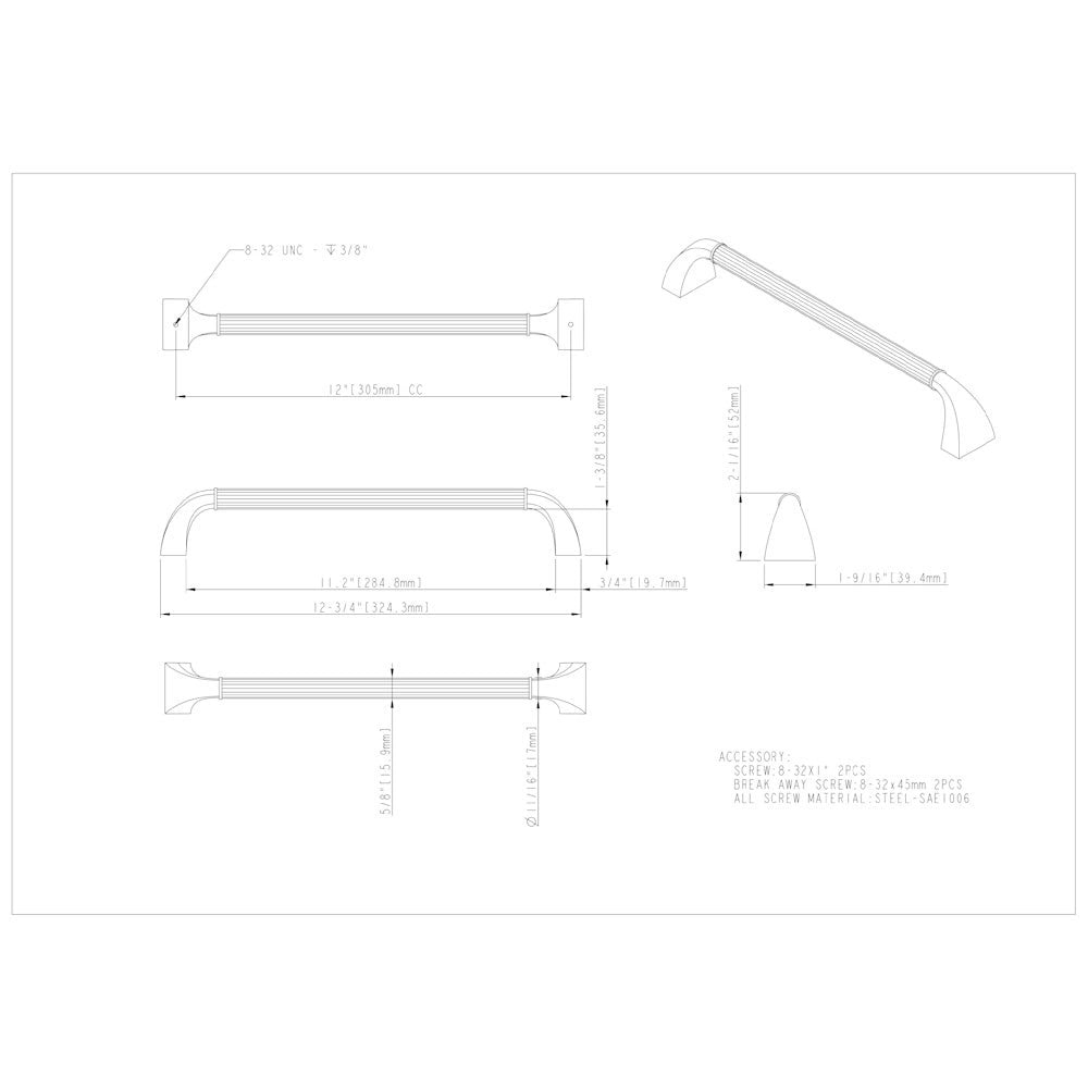 Hardware Resources 3" Center-to-Center Satin Nickel Cordova Cabinet Pull