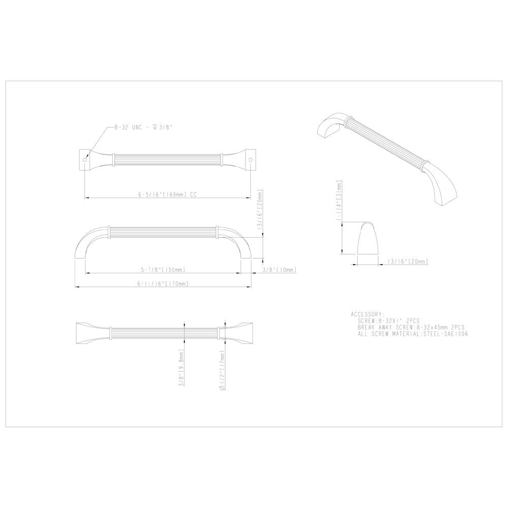 Hardware Resources 3" Center-to-Center Satin Nickel Cordova Cabinet Pull