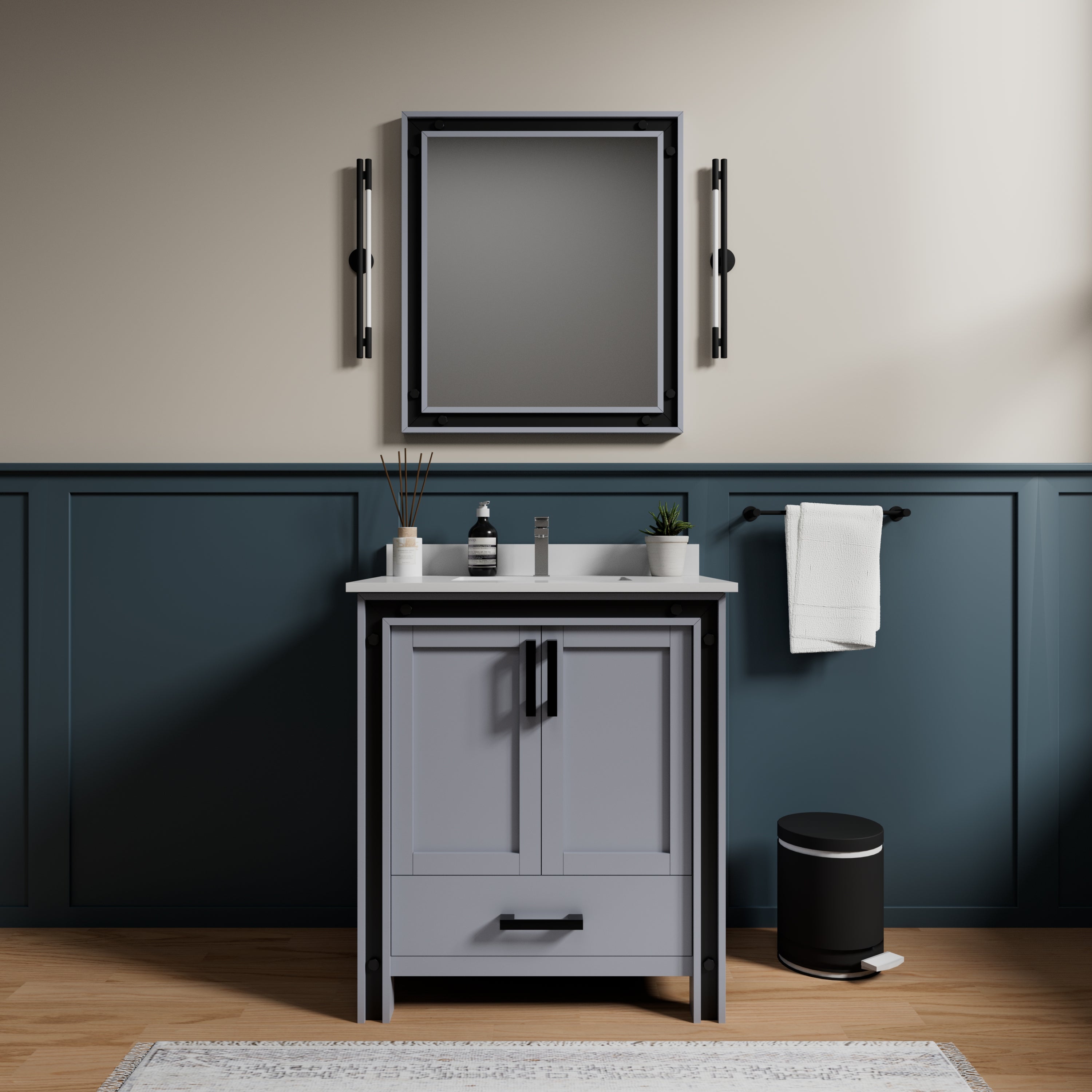 Ziva 30 in W x 22 in D Dark Grey Bath Vanity
