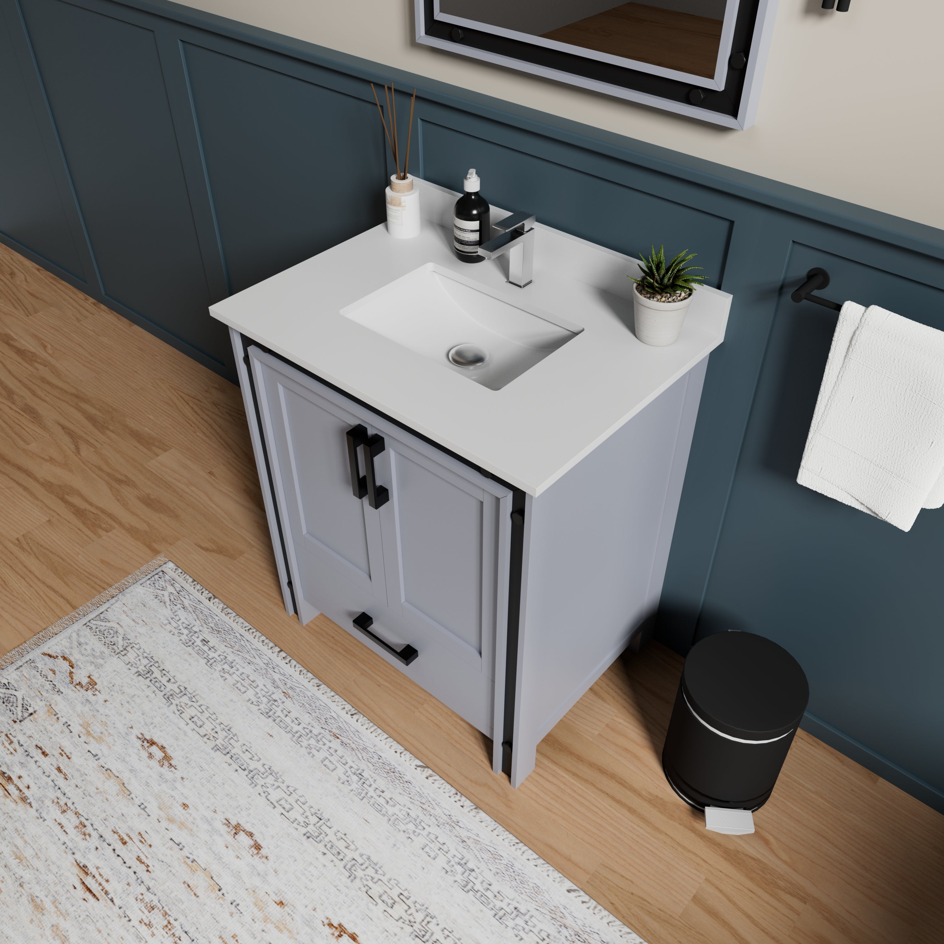 Ziva 30 in W x 22 in D Dark Grey Bath Vanity