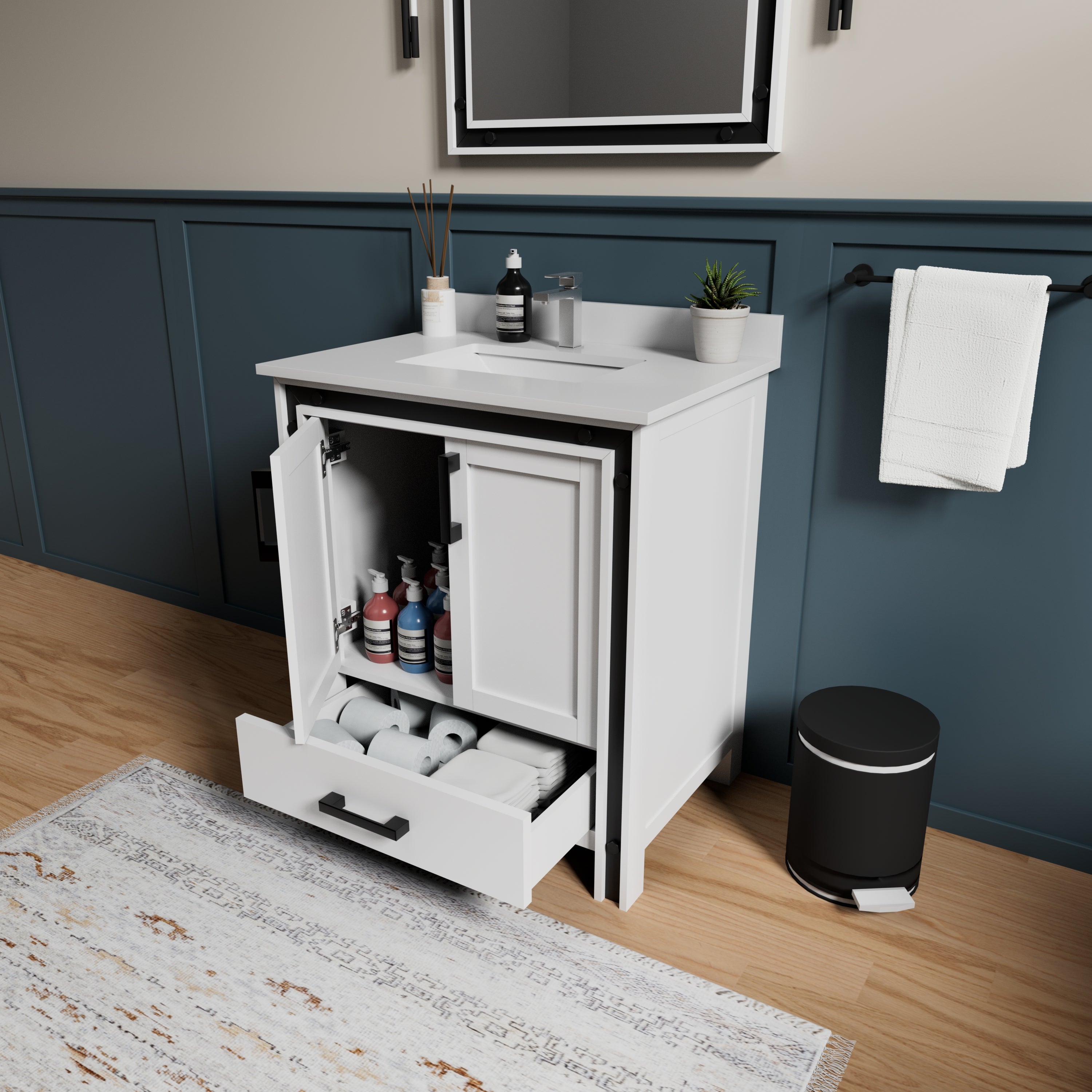 Ziva 30 in W x 22 in D White Bath Vanity