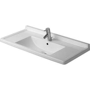 Duravit Starck 3 33 1/2'' Rectangular Wall Mounted Sink in White with Widespread Faucet Holes and with Overflow