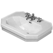 Duravit 1930 series 27 1/2'' Octagonal Wall Mounted Sink in White with Widespread Faucet Holes and with Overflow