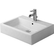 Duravit Vero 23 3/8'' Rectangular Vessel Sink in White with Widespread Faucet Holes and with Overflow