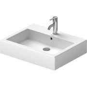 Duravit Vero 23 5/8'' Rectangular Vessel Sink in White with Widespread Faucet Holes and with Overflow