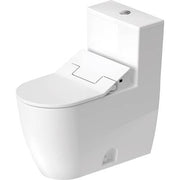 Duravit ME by Starck 1.28 GPF Single Flush Rimless Elongated One Piece Toilet in White, Top Push Button Flush - Seat Included
