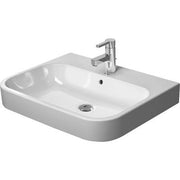 Duravit Happy D.2 25 5/8'' Rectangular Wall Mounted Sink in White with Widespread Faucet Holes and with Overflow