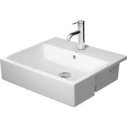 Duravit Vero 21 5/8'' Rectangular Semi-Recessed Sink in White with No Faucet Holes and Overflow