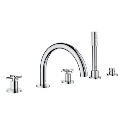 Grohe 5-Hole 2-Handle Deck Mount Roman Tub Faucet with 1.75 GPM Hand Shower 25274
