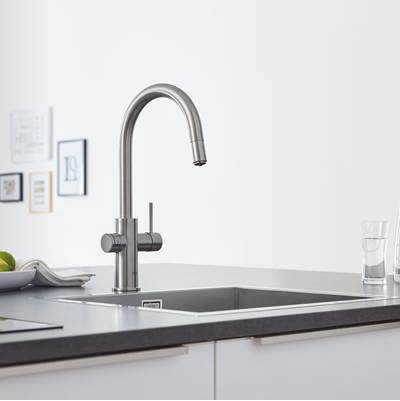 Grohe Single-Handle Pull Down Kitchen Faucet Single Spray 1.75 GPM With Chilled &amp; Sparkling Water 31251