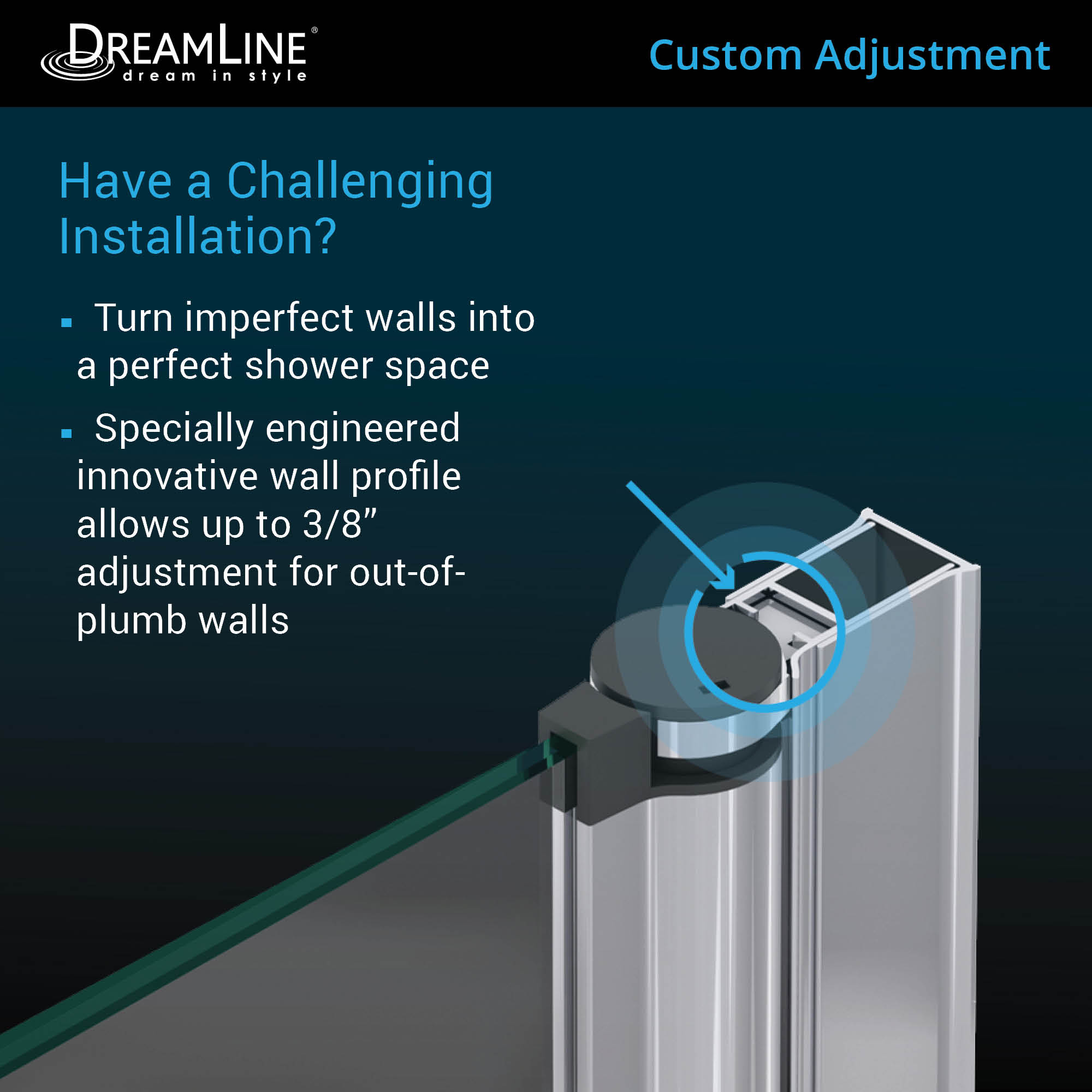 DreamLine Aqua Fold 56-60" W Bi-Fold Tub Door