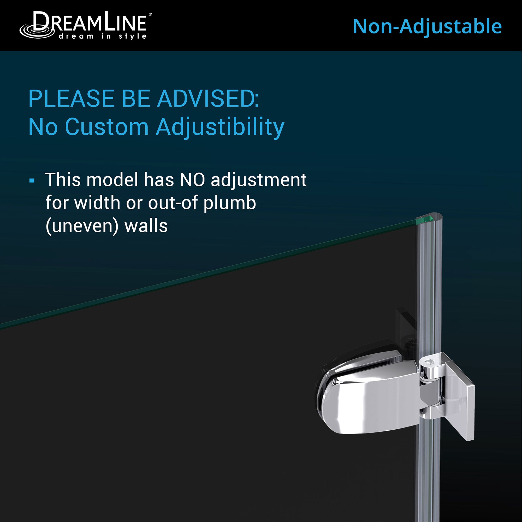 DreamLine Aqua Uno 34 5/16 inch W x 58 inch H Frameless Hinged Tub Door