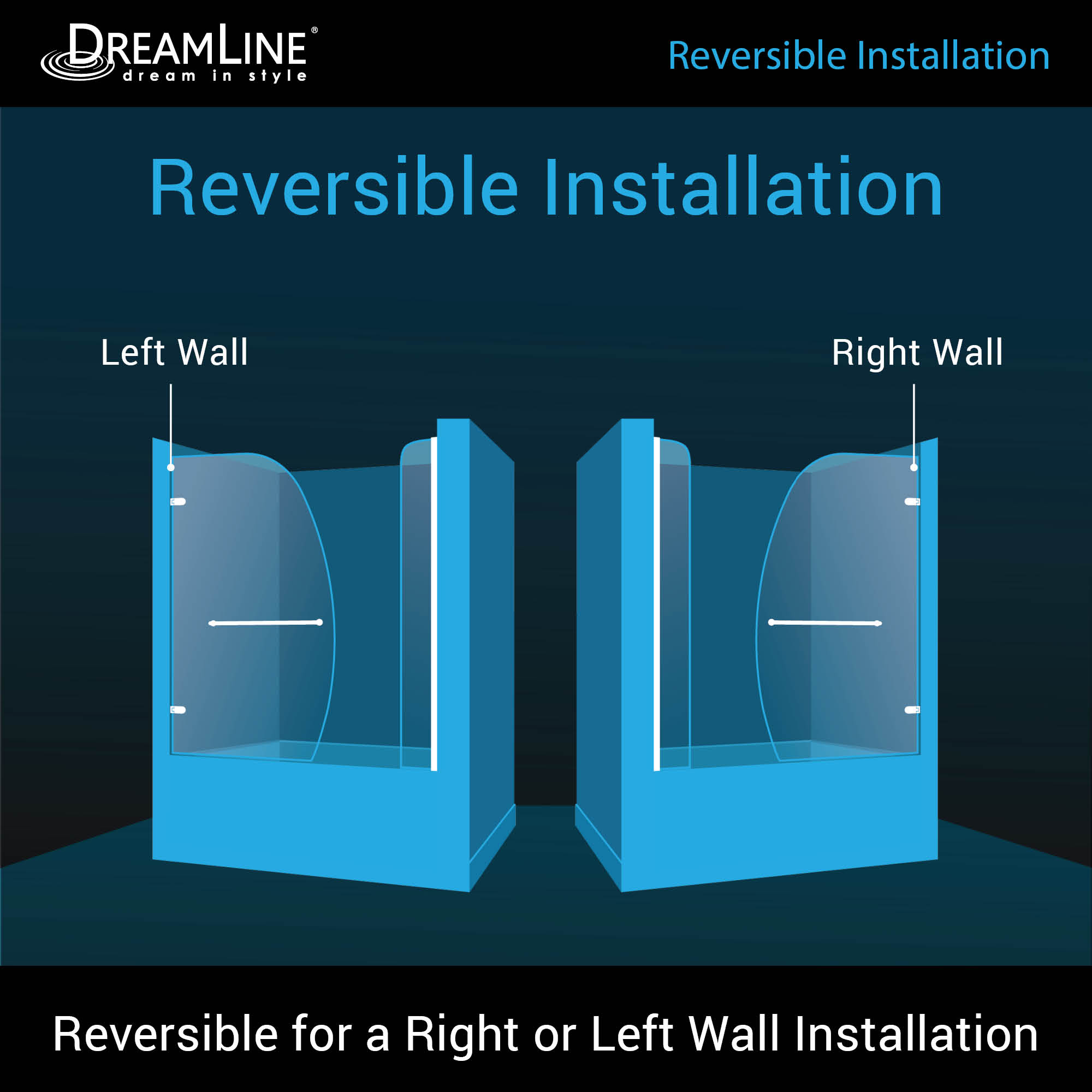 DreamLine Aqua Uno 56-60" W Hinged Tub Door