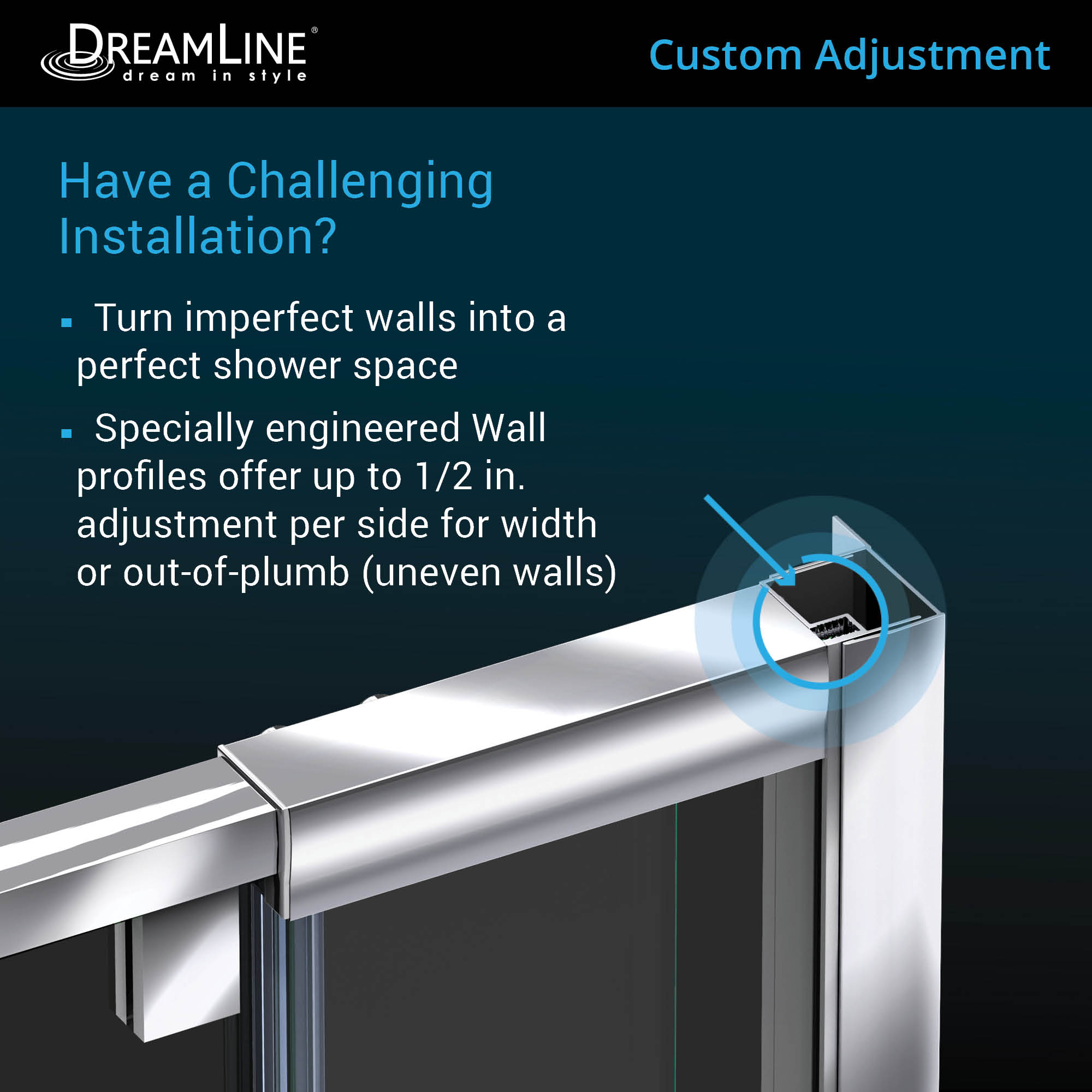 DreamLine Flex 56-60" W Shower Door