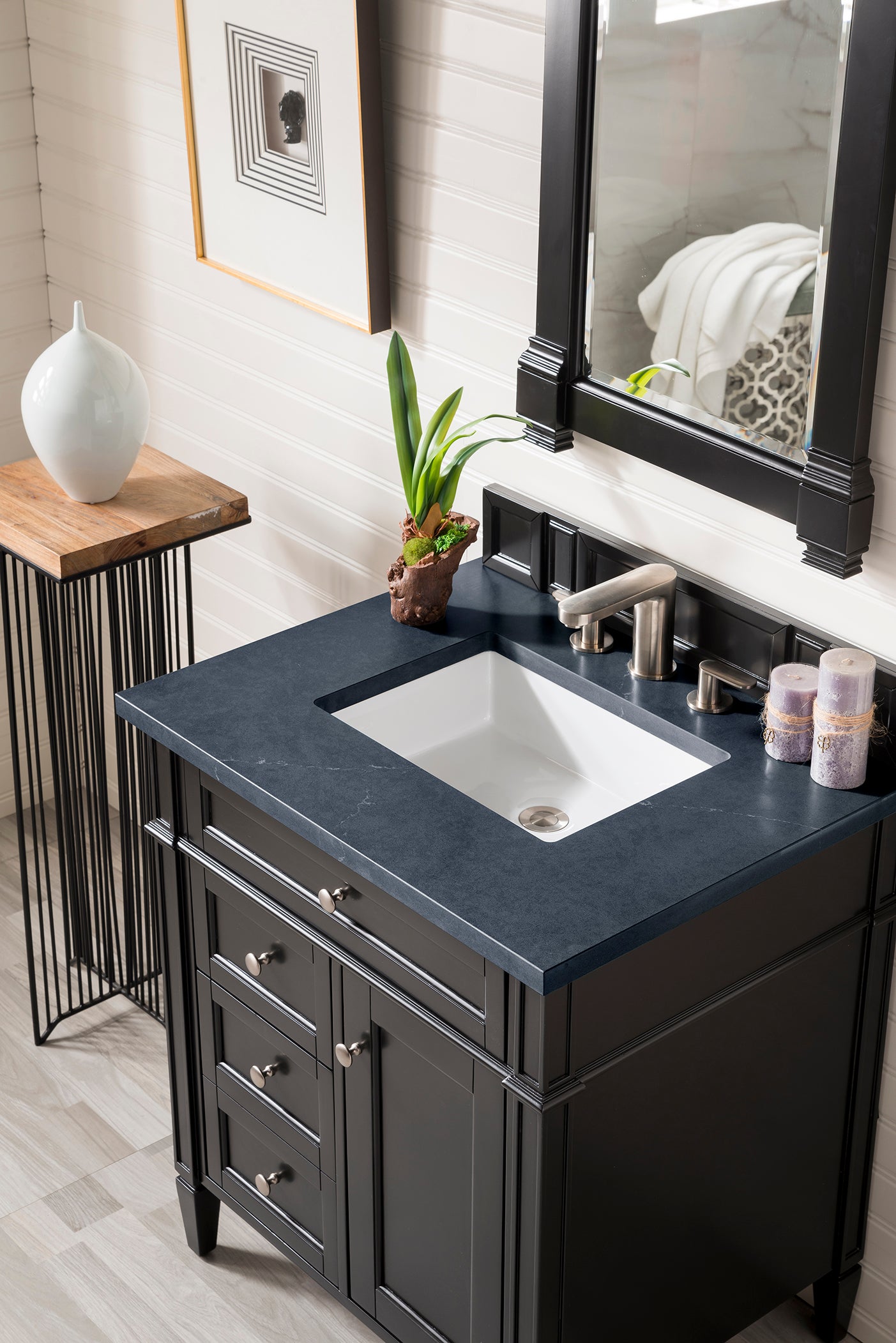 James Martin Brittany 30" Single Vanity in Black Onyx with 3cm Countertop