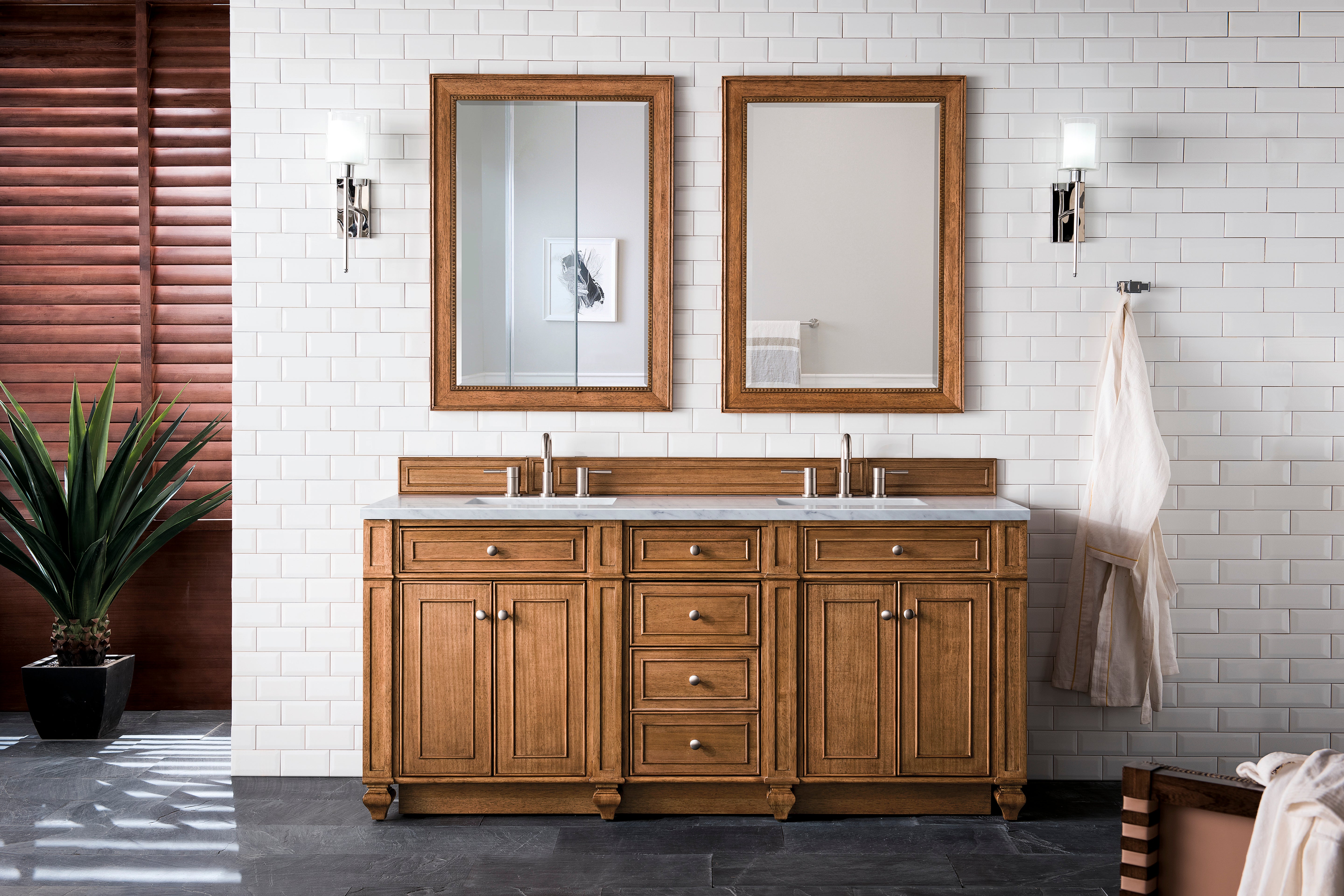 James Martin Bristol 72" Double Vanity in Saddle Brown with 3cm Countertop