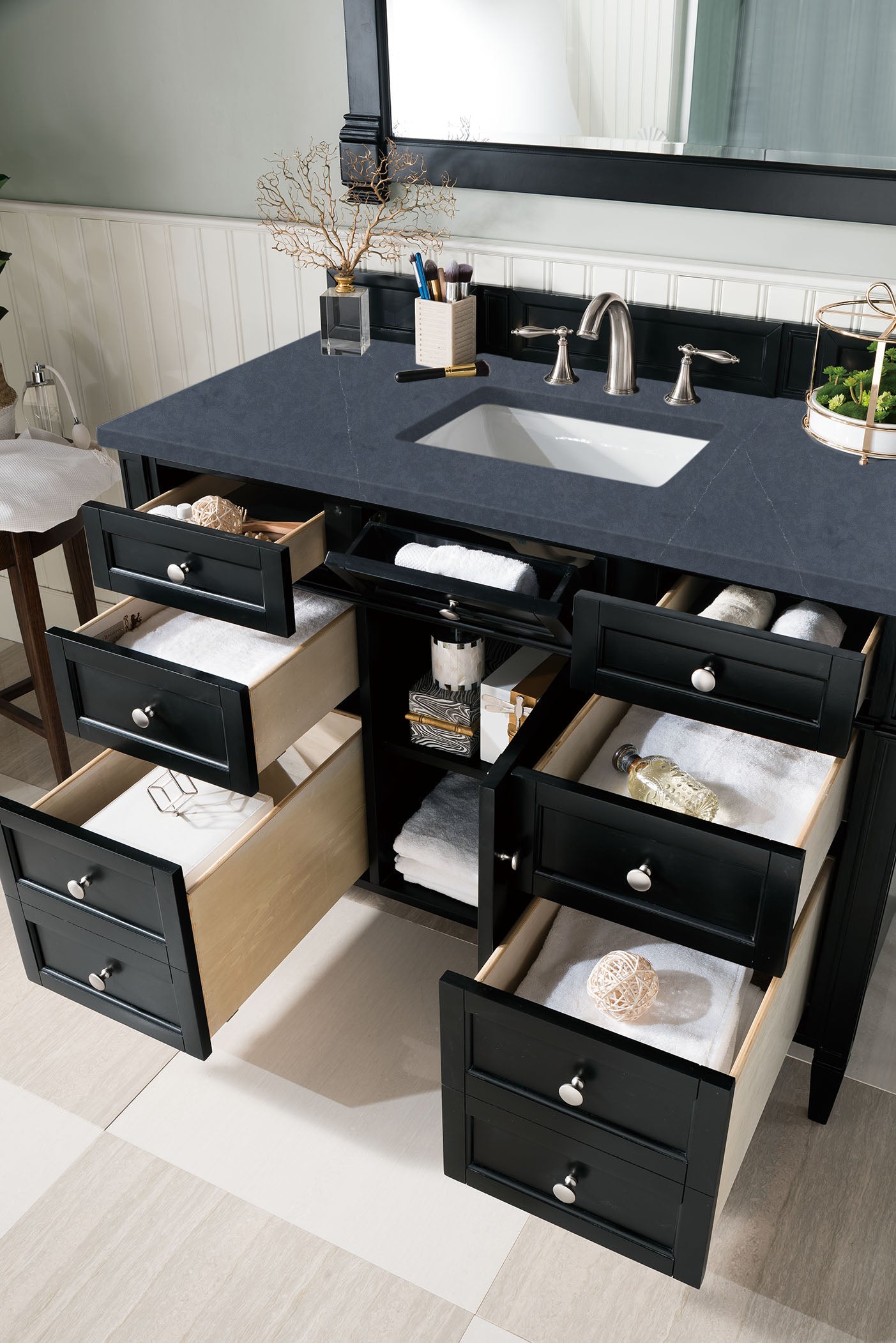 James Martin Brittany 48" Single Vanity in Black Onyx with 3cm Countertop