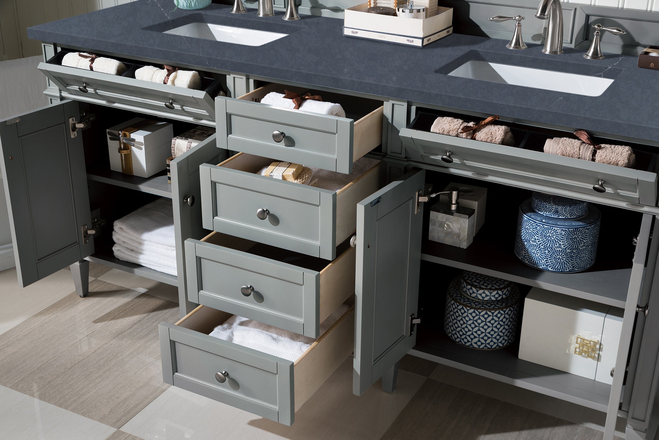 James Martin Brittany 72" Double Vanity in Urban Gray with 3cm Countertop