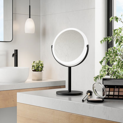 OUTLINE - Make-up Mirror, on Stand. Black. LED. X1/X7