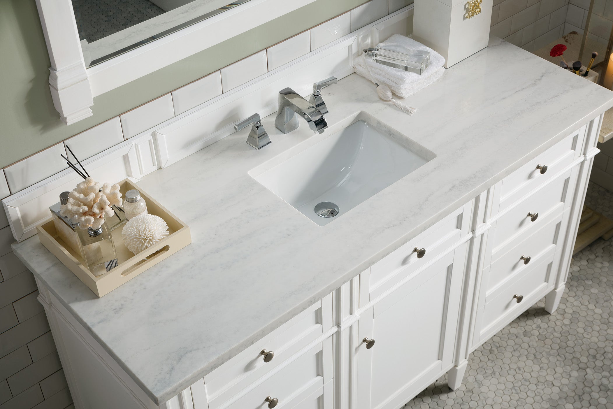 James Martin Brittany 60" Single Vanity in Bright White with 3cm Countertop