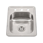 Houzer ADA Glowtone 17" Stainless Steel Drop-in Topmount 3-hole Single Bowl Kitchen Sink with Strainer
