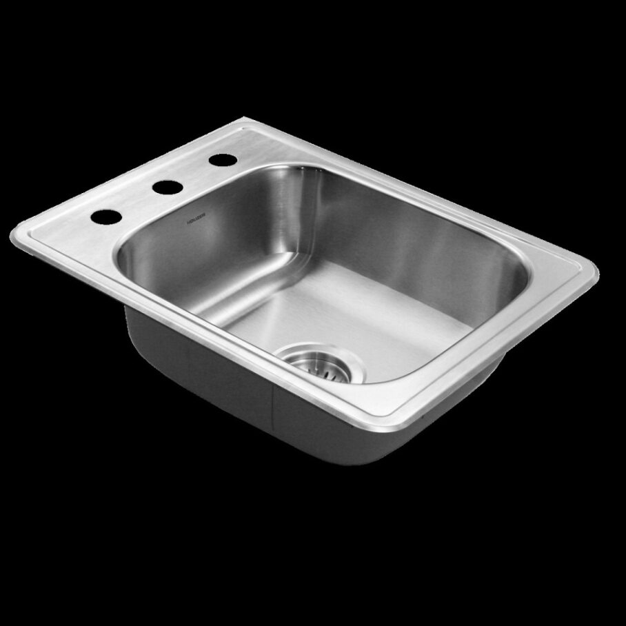 Houzer ADA Compliant 17 inch Stainless Steel Drop-in Topmount 3-hole 5 inch Deep Large Bar and Prep Sink - A1722-503-1