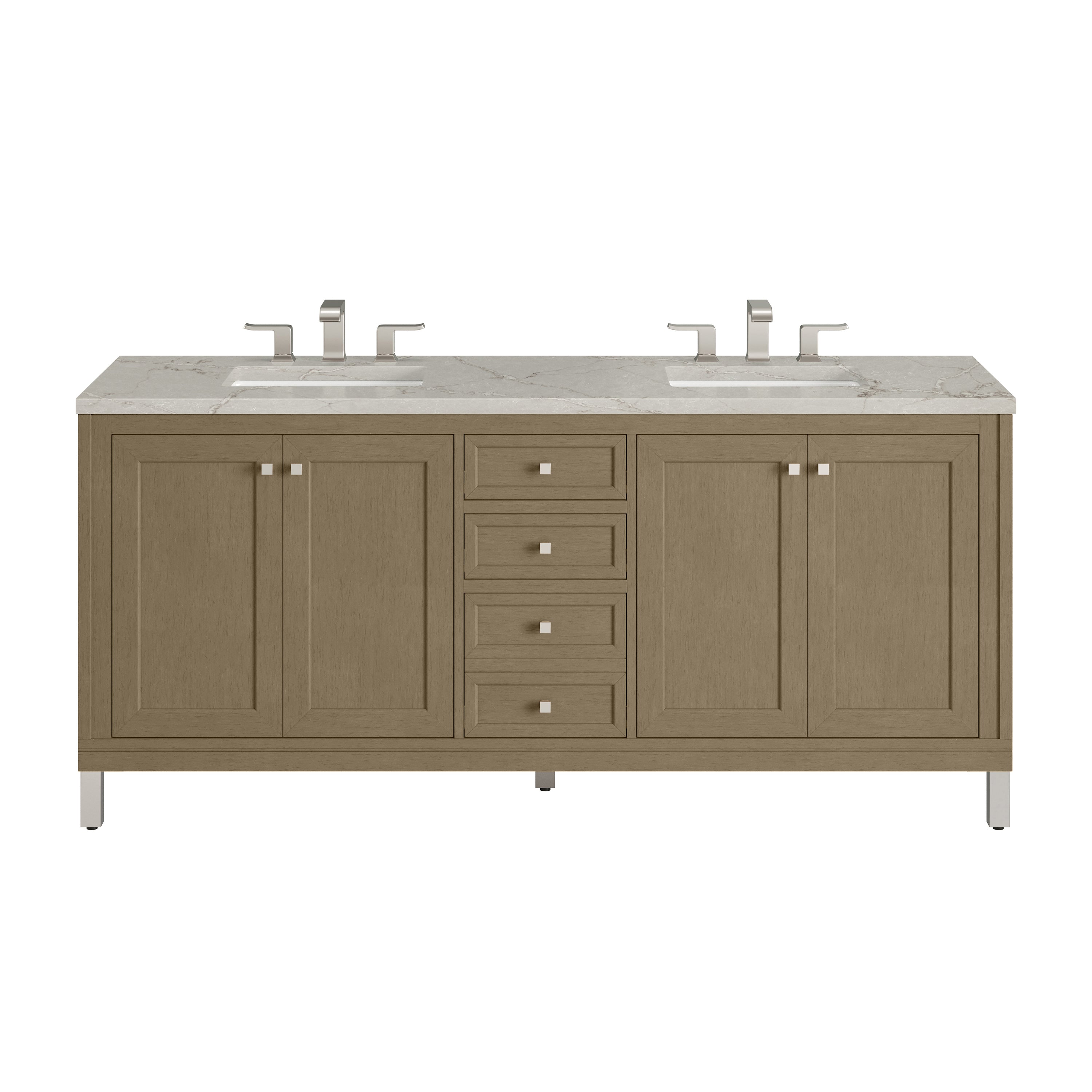 James Martin Chicago 72" Double Vanity in Walnut Whisper with 3cm Countertop