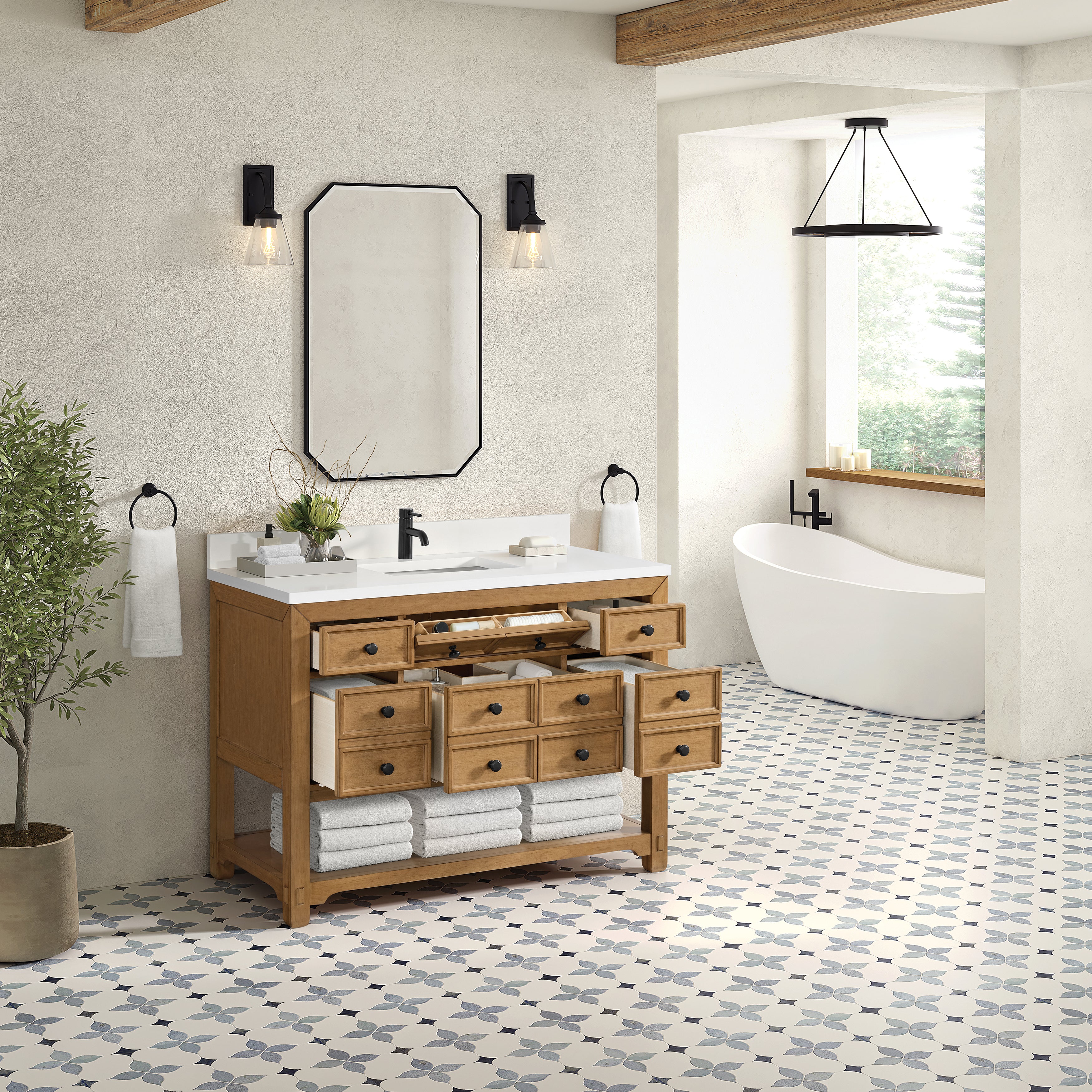 James Martin Malibu 48" Single Vanity in Amber Birch with 3cm Countertop