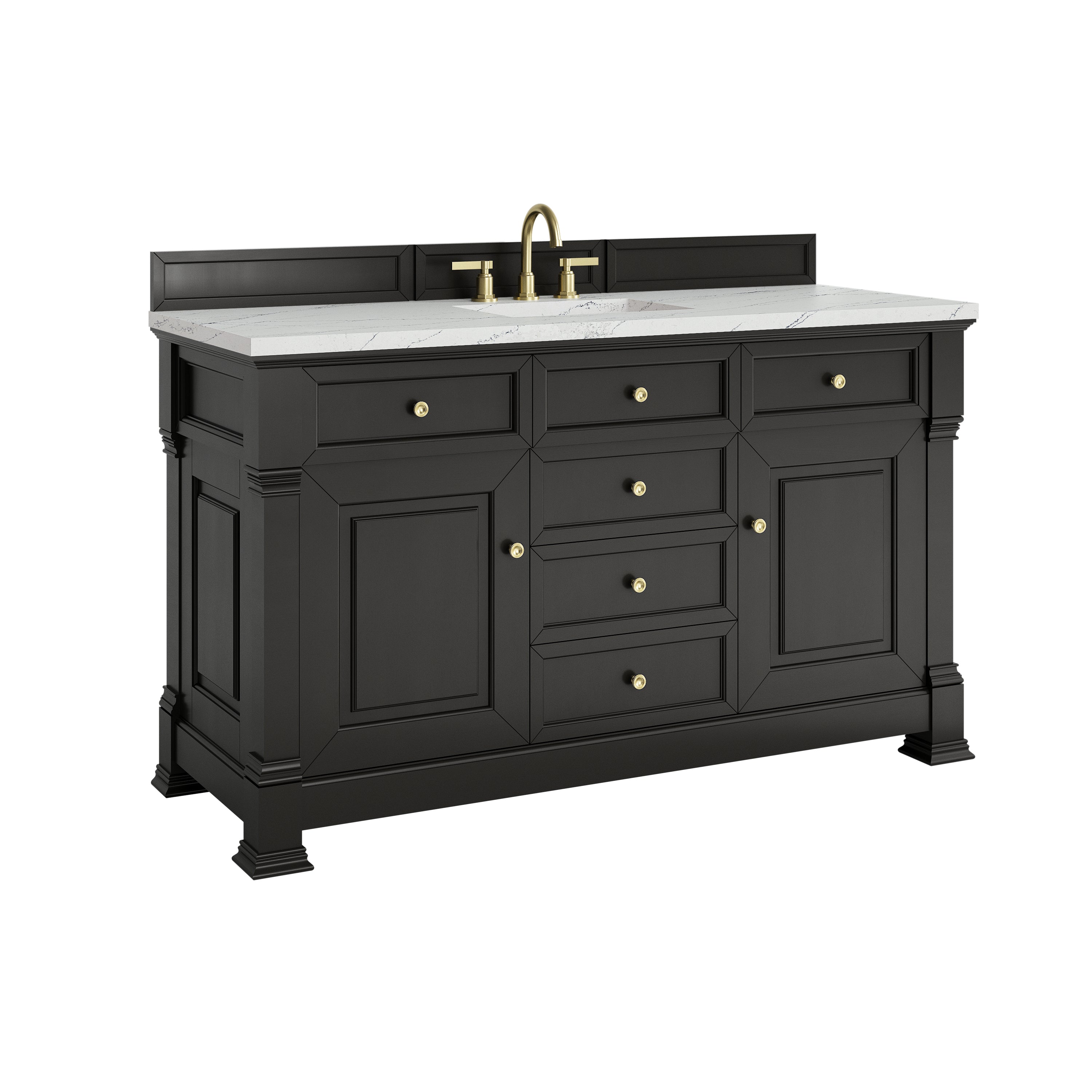 James Martin Brookfield 60" Single Vanity in Black Onyx with 3cm Countertop