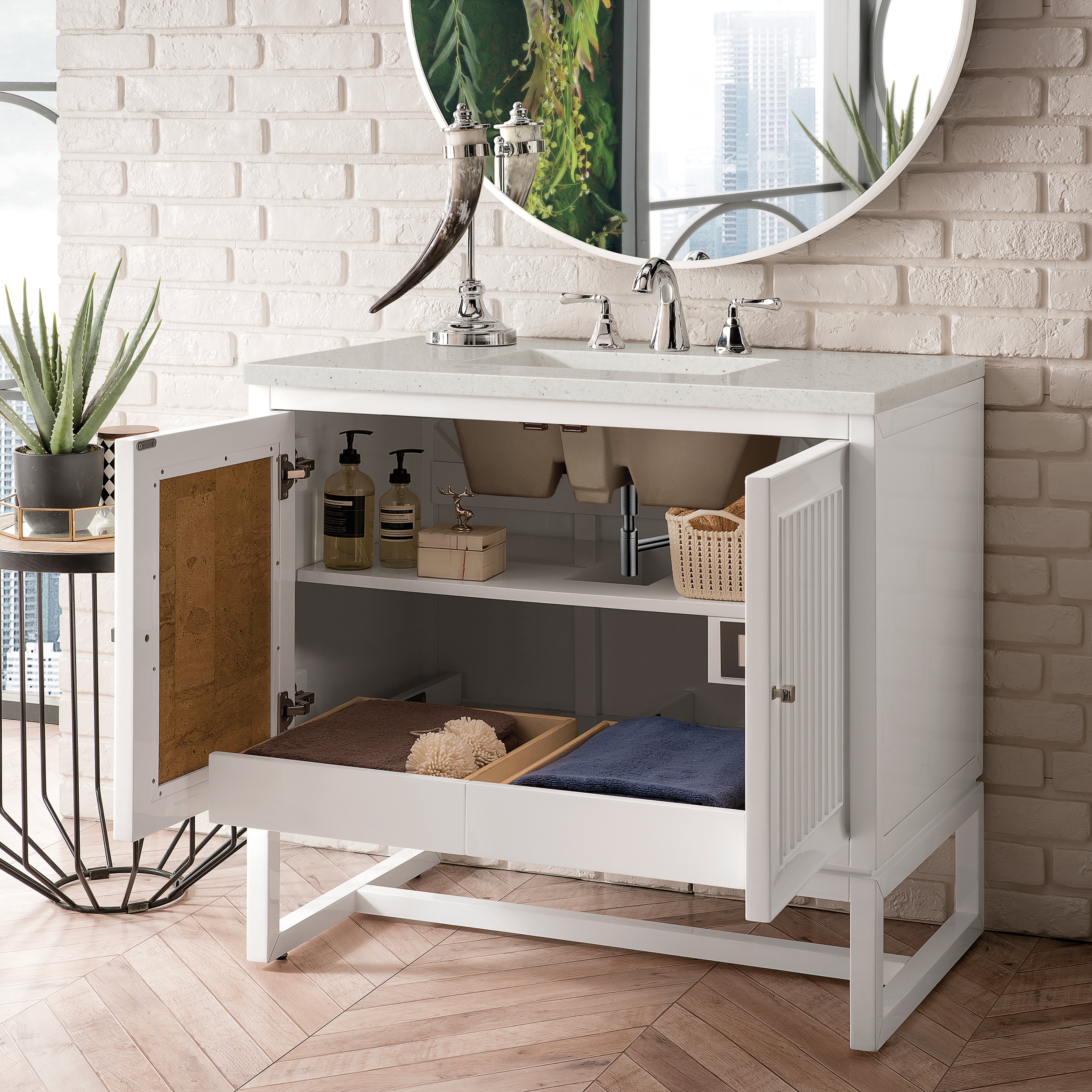 James Martin Athens 36" Single Vanity in Glossy White with 3cm Countertop