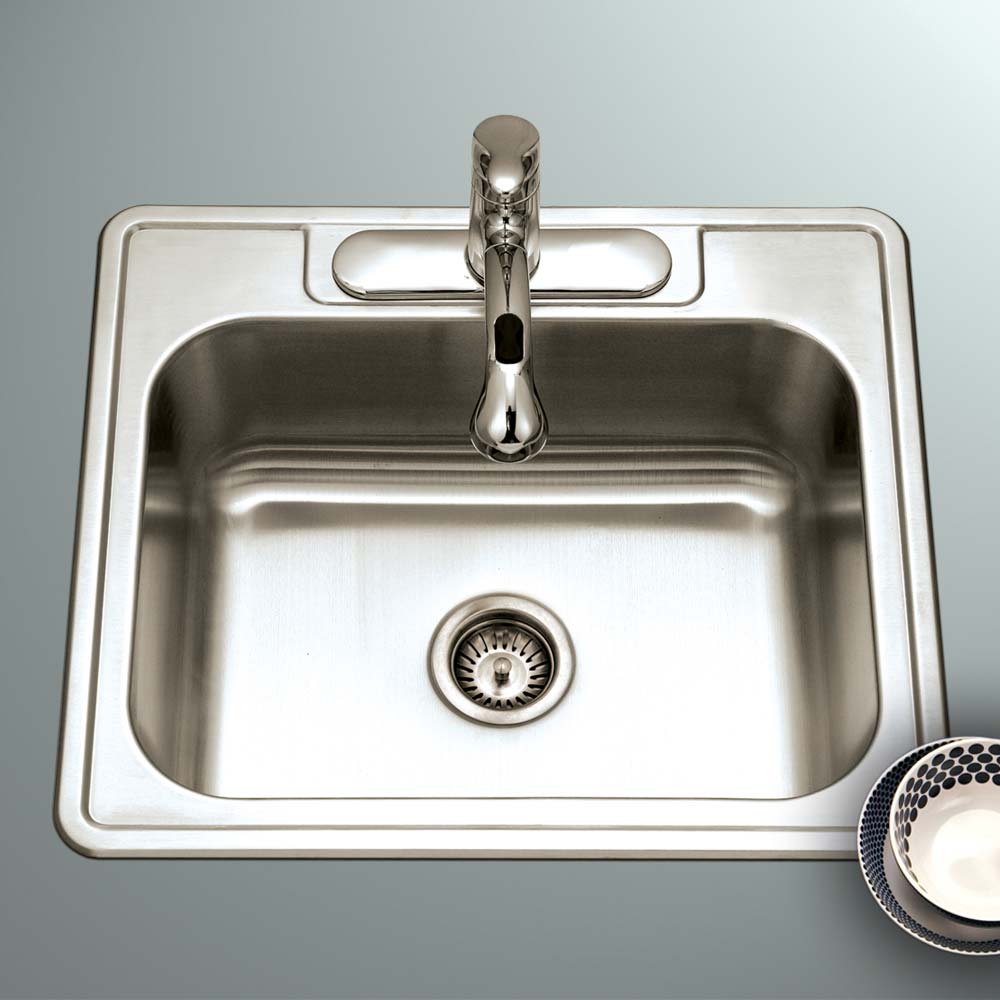 25" x 22" Stainless Steel Topmount 3-hole Single Bowl Kitchen Sink