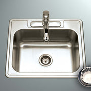 25" x 22" Stainless Steel Topmount 3-hole Single Bowl Kitchen Sink