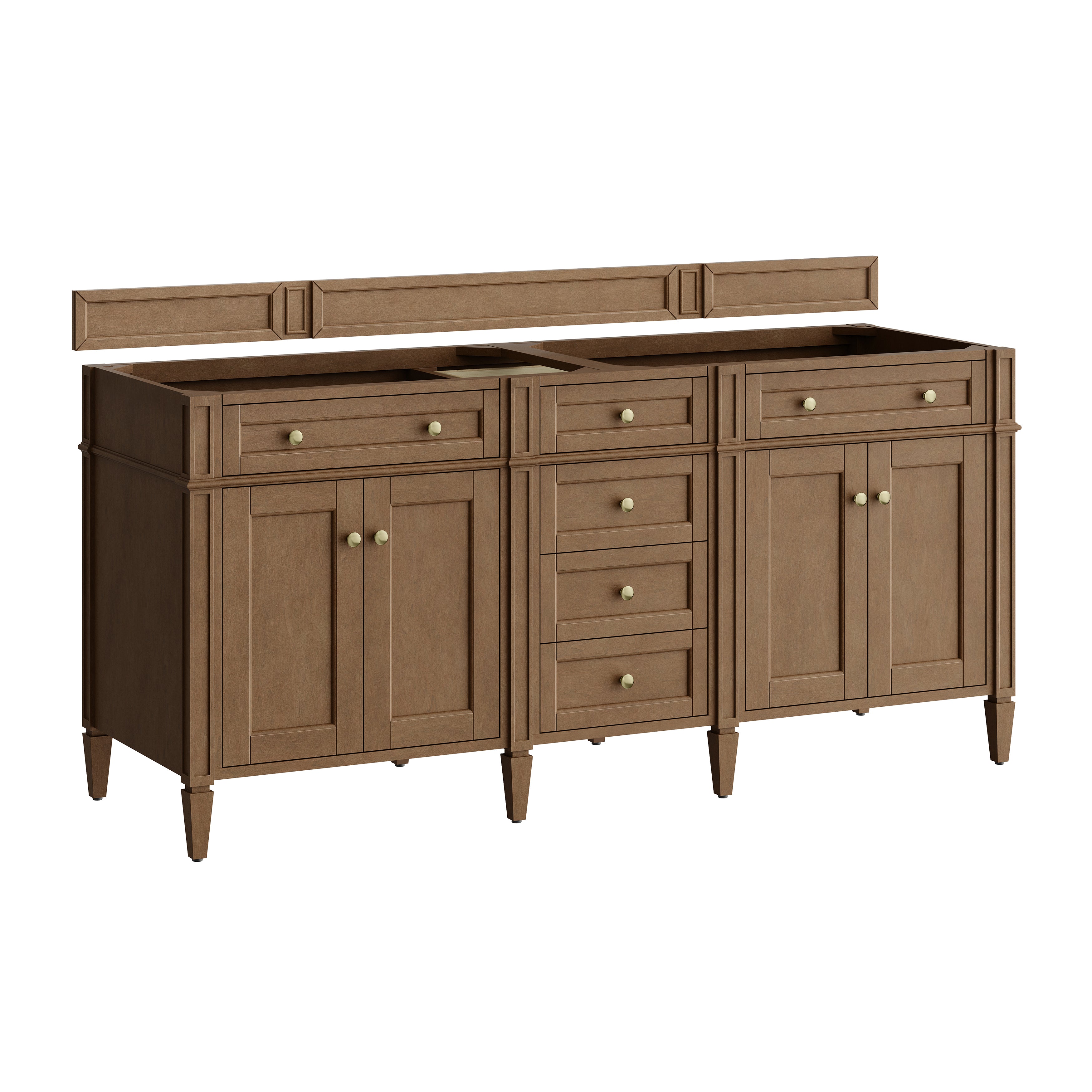 James Martin Brittany 72" Double Vanity in Pecan with 3cm Countertop