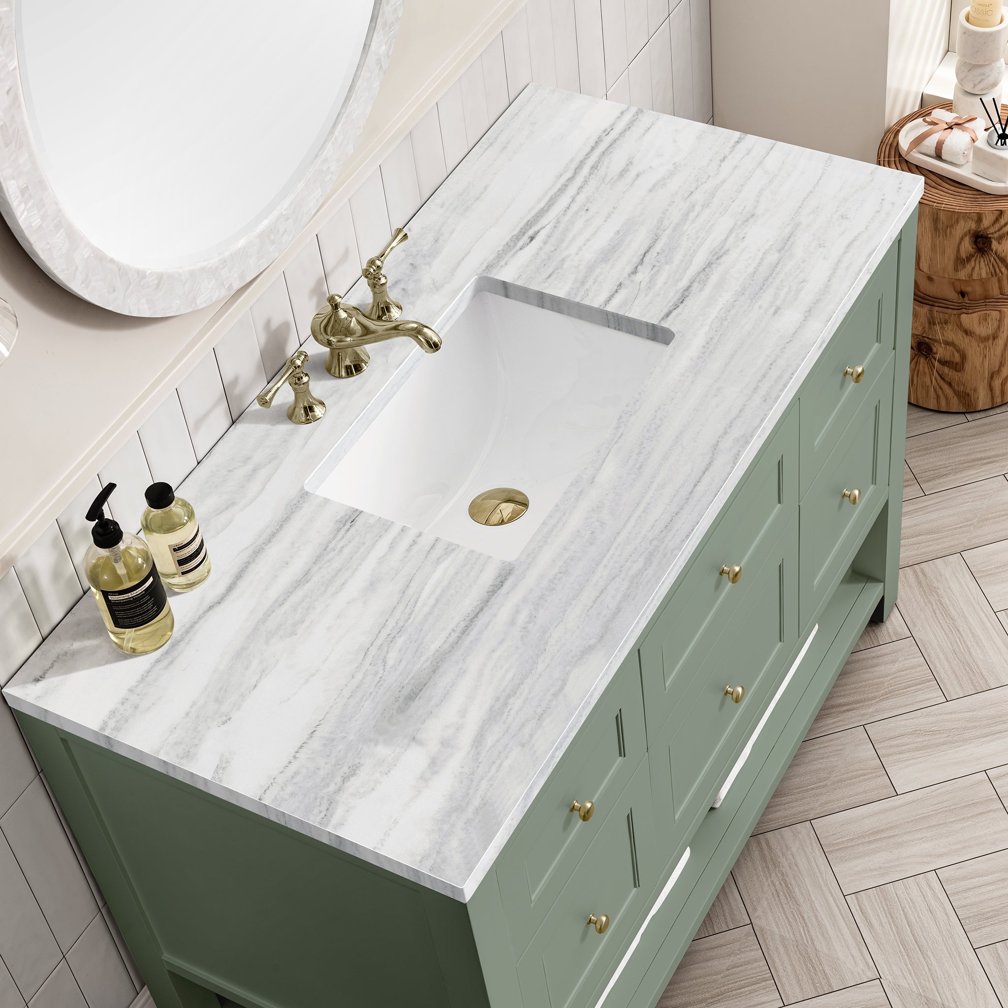 James Martin Breckenridge 48" Single Vanity in Smokey Celadon with 3cm Countertop