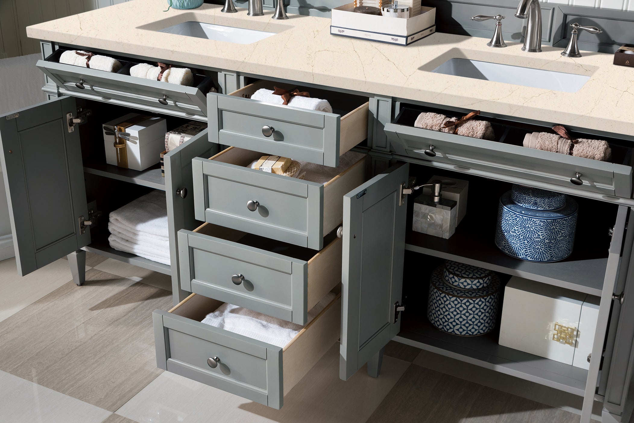James Martin Brittany 72" Double Vanity in Urban Gray with 3cm Countertop