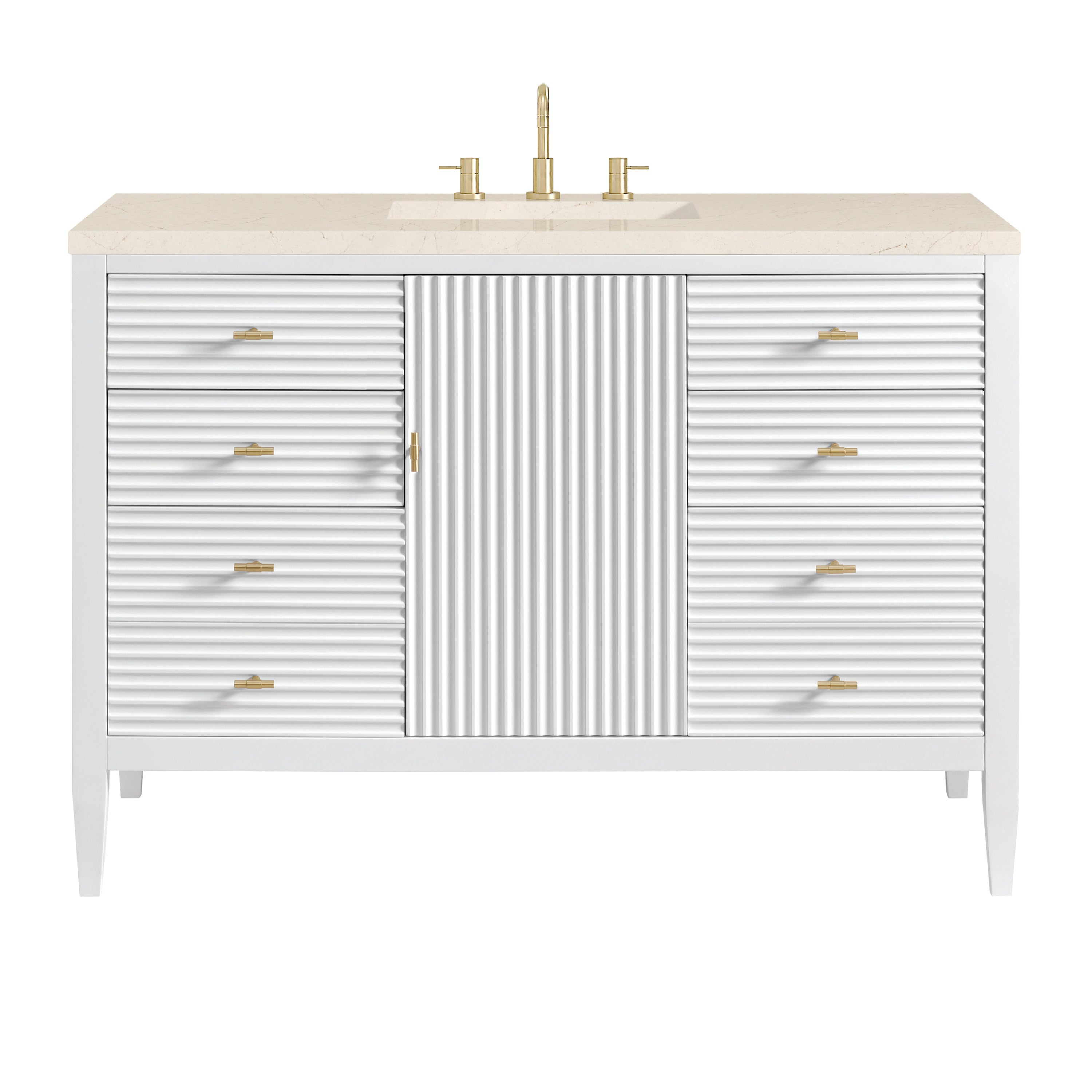 James Martin Myrrin 48" Single Vanity in Bright White with 3cm Countertop