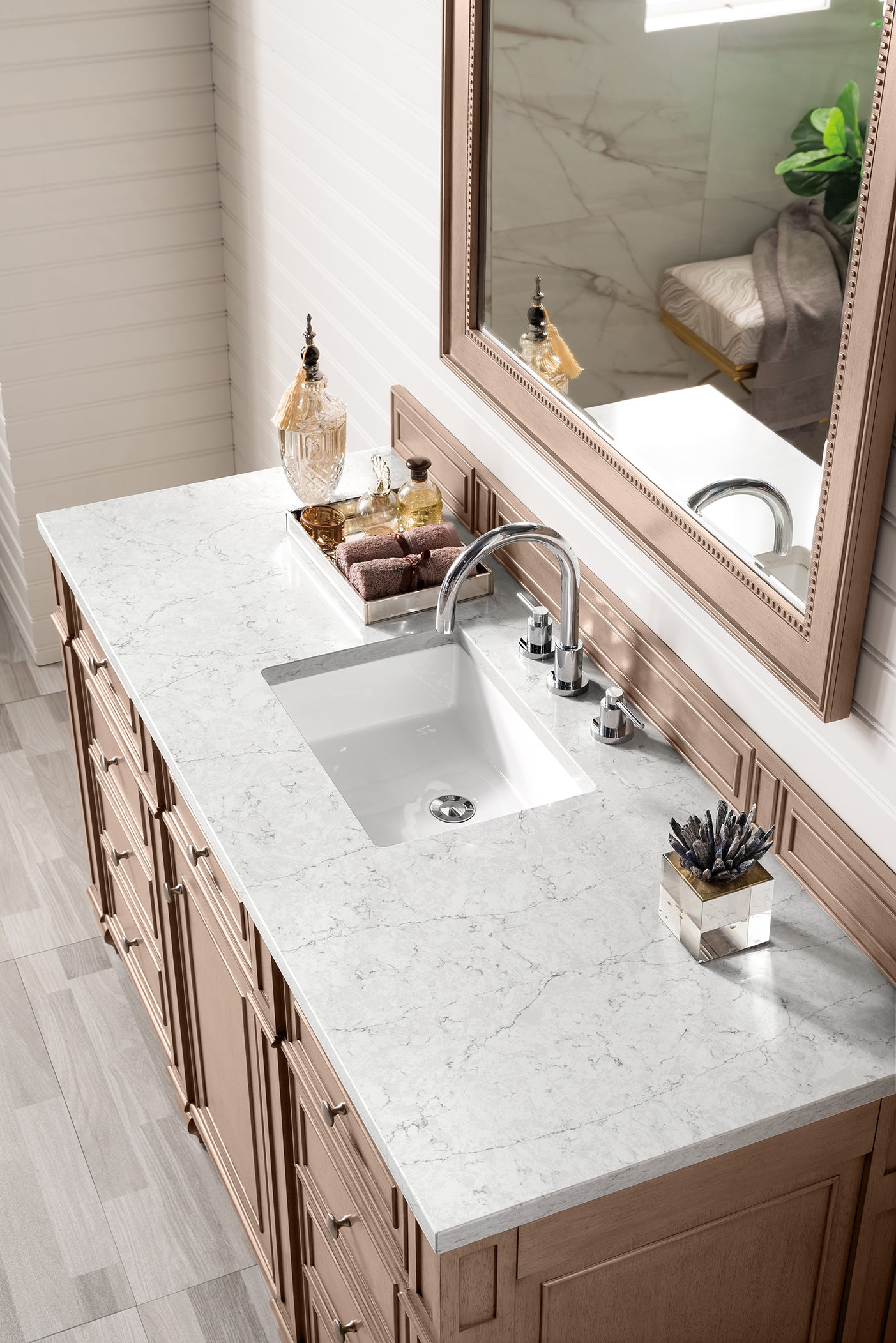 James Martin Bristol 60" Single Vanity in Whitewashed Walnut with 3cm Countertop