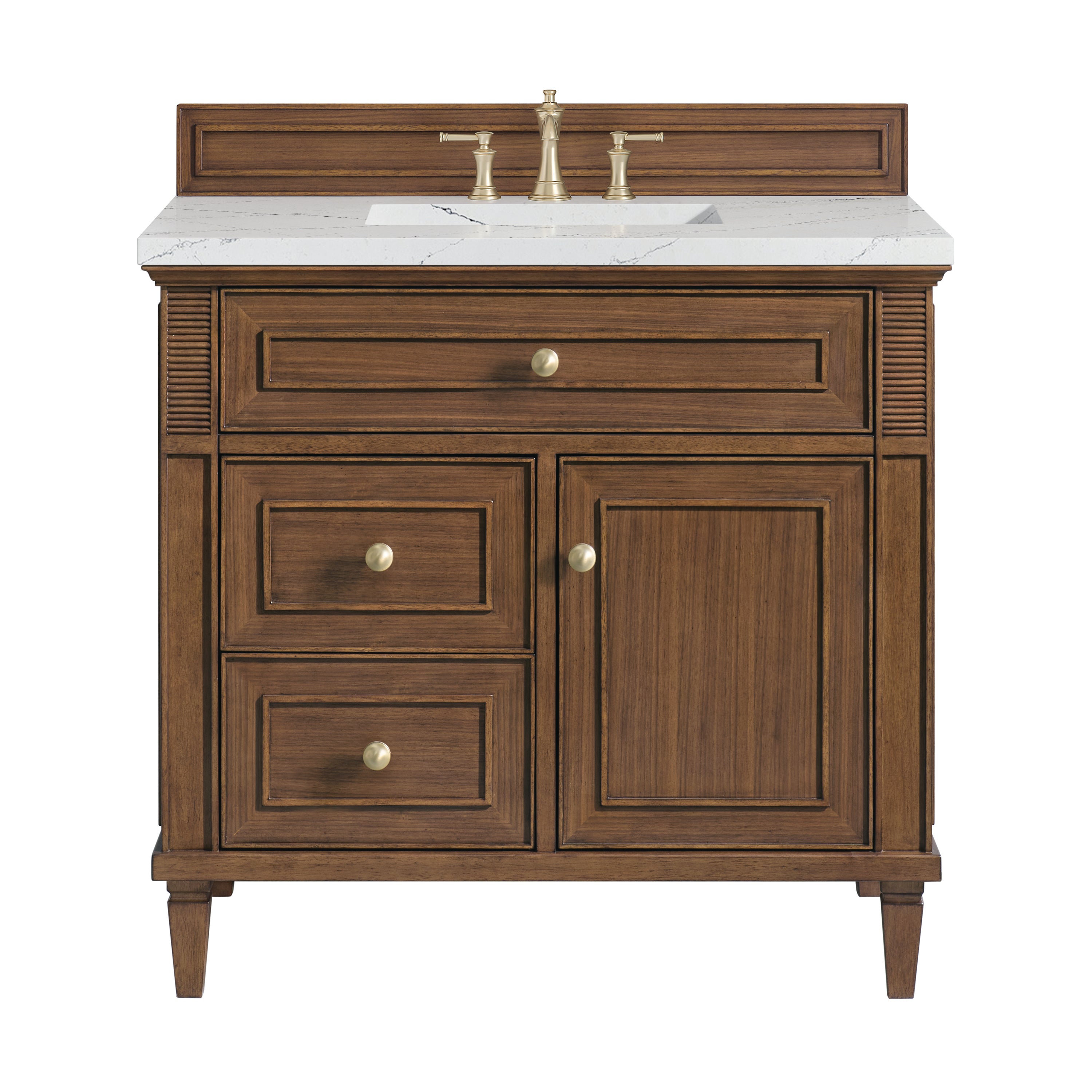 James Martin Lorelai 36" Single Vanity in Mid-Century Walnut with 3cm Countertop